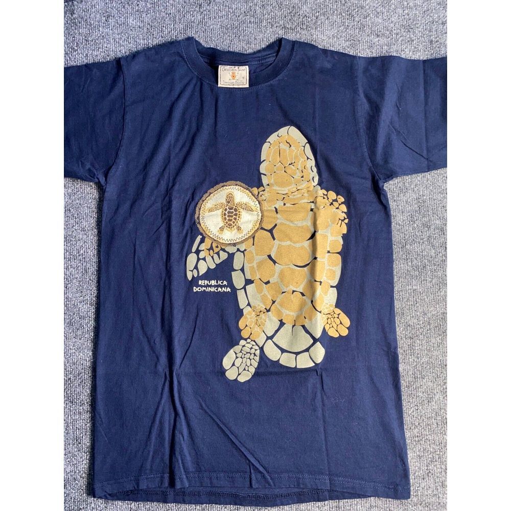 Caribbean Taino T Shirt Mens Medium Navy Tortoise Graphic Short Sleeve Pullover